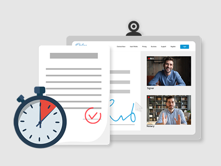 Online Notary Center for businesses - timer, document, video call